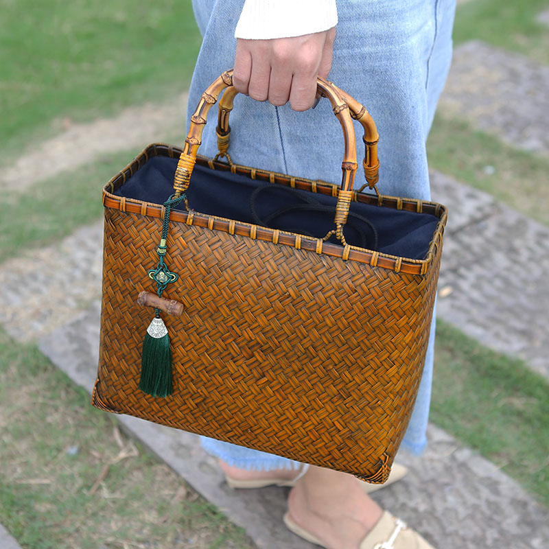 Luxury Bags England - Vintage Torebka Damska Słomkowa Torba Ręcznie