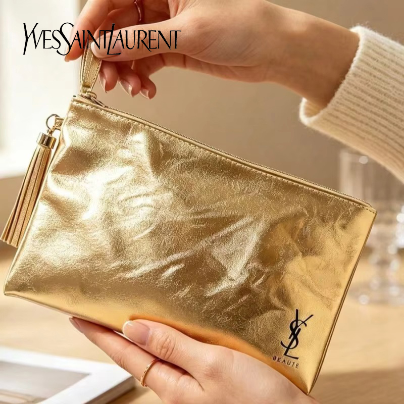 Luxury Bags For Travel - Złota kosmetyczka YSL, przenośna wodoodporna wielofunkcyjna