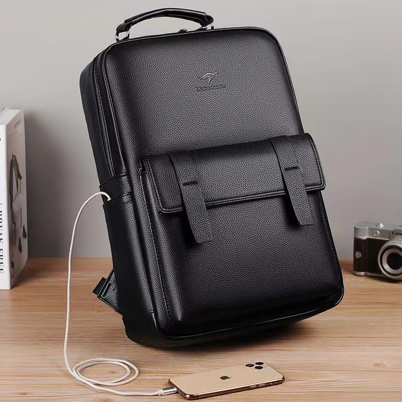 Luxury Bags For Travel - Luksusowy męski plecak skórzany z interfejsem